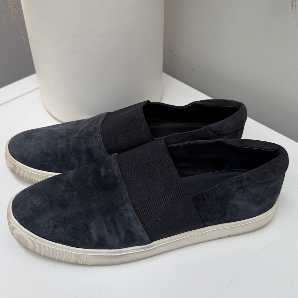 Vince Navy Suede Leather Slip-On Sneakers Sz 9.5